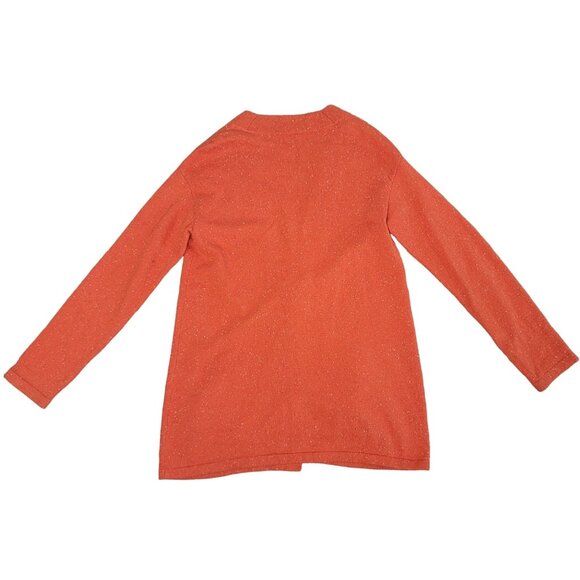 J. Jill Orange textured V-Neck One-Button Long Cotton Angora Cardigan Sweater M - Picture 2 of 8
